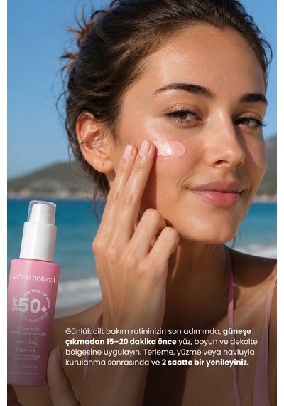 Bade Natural Aydınlatıcı Pembe Güneş Koruyucu Krem 50 Spf 30 Ml