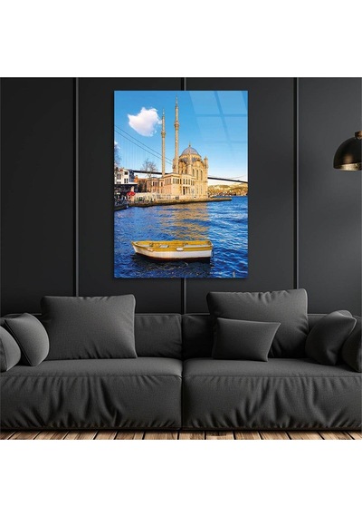 Gerçek Cama Baskı Camii Görselli Cam Tablo Tekli D032