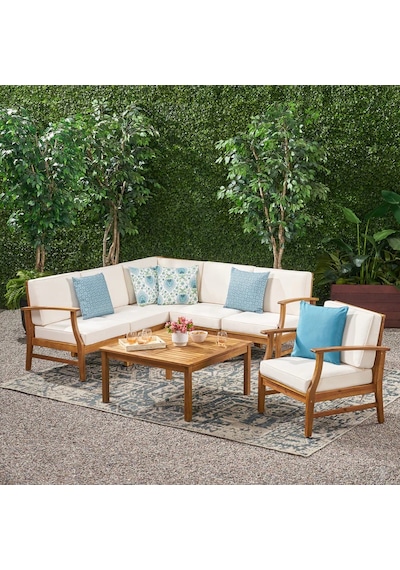 Rhiaconcept Capri Dış Mekan Ahşap Bahçe Ve Balkon Köşe + Tekli Koltuk Takımı Ceviz