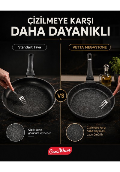 Ceraware Vetta 10 Parça Seramik Yapışmaz Tencere Tava Seti Siyah
