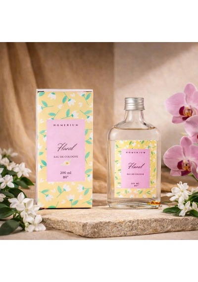 Premium Orkide Ve Yasemin Parfümlü Kolonya 200 Ml - 80 Derece Alkol Oranı - Dekoratif Cam Şişe