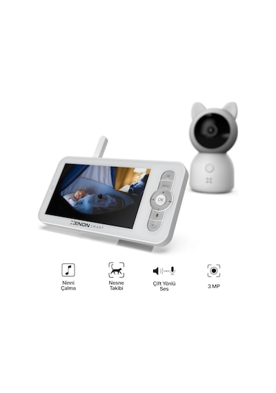 Xenon Smart Akıllı Monitörlü Bebek Kamerası Ve Ürültü Pış Pış Sesi Bebek Uyku Arkadaşı Seti Beyaz