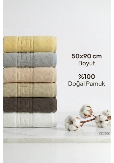 6'lı Lua Karışık Greek El Havlusu - 50x90 Cm, 225 Gr, %100 Pamuk, Spa Ve Otel Havlusu Çok Renkli