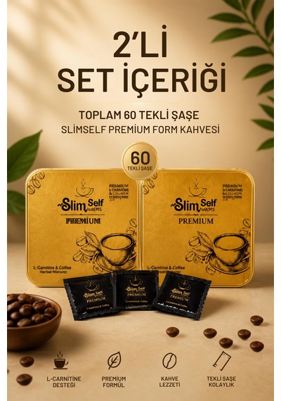 Slimself Kore Premium Form Kahvesi 2 Li Avantajlı Paket Toplam 60 Tekli Şase