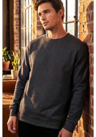 Goffra Erkek Focus Esnek Kumaş Yumuşak Dokulu Günlük Sweatshirt Antrasit M401-r0342-04