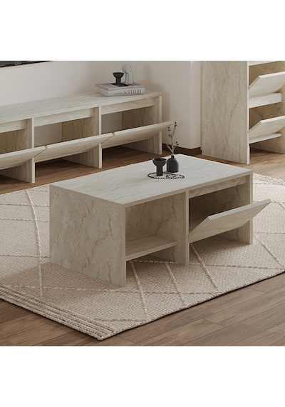 Laris Kapaklı Orta Sehpa 90 Cm Modern Tasarım Traverten