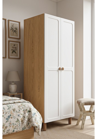 2 Kapaklı 3 Raflı Gardırop Mdf Kapak Beyaz
