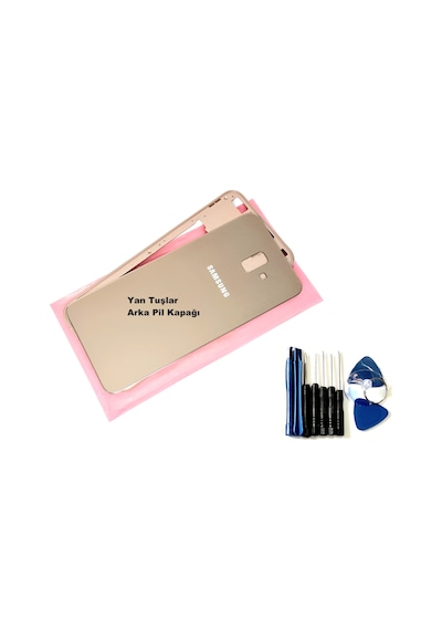 Tkgz Samsung Galaxy Uyumlu J6 Plus Kasa Arka Pil Batarya Kapağı Tamir Seti Gold