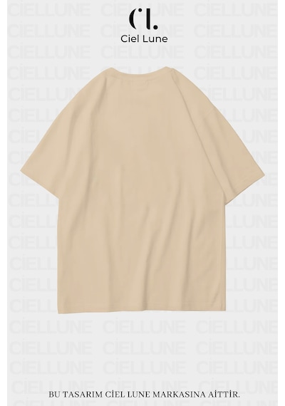 Nevermind Unisex Kadın Erkek Stay Strong Baskılı Özel Tasarım Oversize T-sh Bej