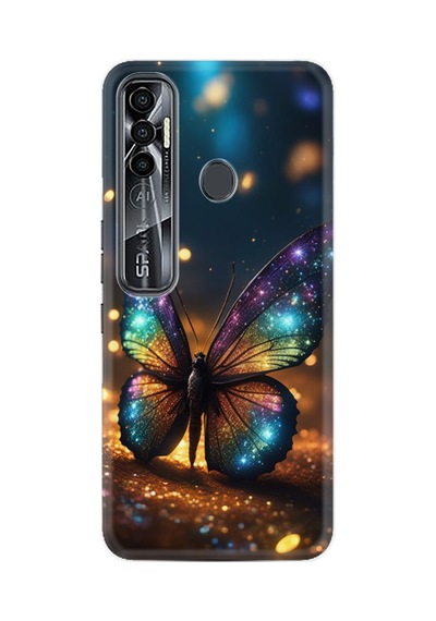 Tecno Spark 7 Pro Kılıf Boutique Baskılı Resimli Rengarenk Kelebek Pcode -097