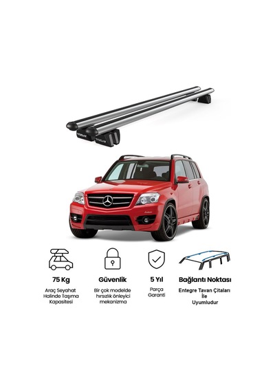 Pençe Mercedes-benz Glk Ara Atkı X204 2008-2015 Uyumlu Gri Ara Atkı Port Bagaj Tavan Barı