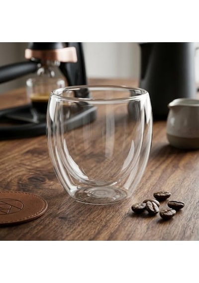Çift Cidarlı Borosilikat Cam Kupa - 250 Ml Isıya Dayanıklı, El Yakmayan Ve Terleme Yapmayan Yüzen Bardak 1 Adet Aeropress