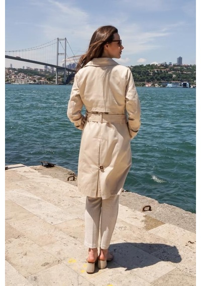 Pastelastore %100 Pamuk Gabardin Midi 95cm Astarlı Kemerli Kadın Trençkot 1113 Taş Rengi Taş Pastelastore %100 Pamuk Gabardin Midi 95cm Astarlı Kemerli Kadın Trençkot 1113 Taş Rengi Taş