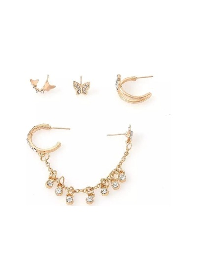 Lunarie 14k Altın Kaplama Kelebek Zincir Ear Cuff Ear Küpe