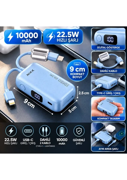 Xkin Xk-pb2559 Mini Fast Powerbank 10.000 Mah Taşınabilir Şarj