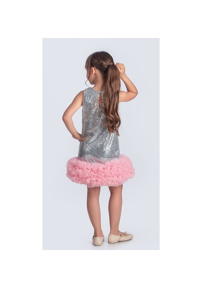 Mnk Baby & Kids Pul Payet İfestos Taçlı Tütü Çocuk Özel Gün Abiye M00743 Gri