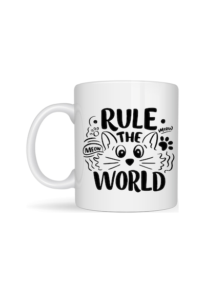 Northcity Rule The World Kedi Desenli Porselen Kupa Model 61 Sevimli Kedi Figürlü Kahve Kupası Diğer