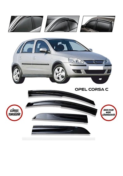 Opel Corsa C Parlak Siyah Mügen Cam Rüzgarlığı Opel Corsa C Tüm Kasalar 4 Lü Set