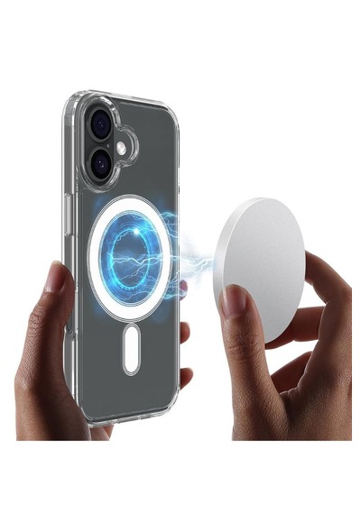 Apple Uyumlu iPhone 17 Magsafe Kılıf Manyetik Halka Destekli Şeffaf Silikon