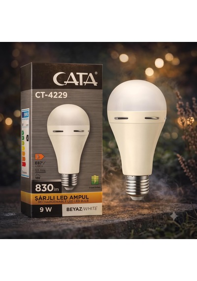 Şarjlı Led Ampul 9w 6400k Beyaz Işık