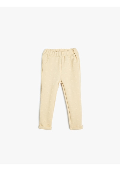 Koton Basic Jogger Eşofman Altı Beli Lastikli Cep Detaylı Bej 5wmg40113ak Ekru