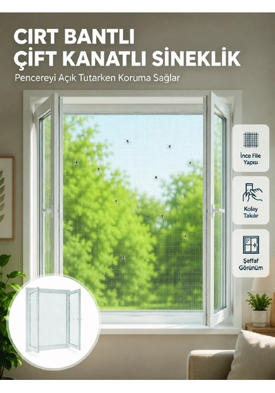 Pencere Ve Balkon İçin Çift Kanatlı Sinek Koruma Sinekliği Çok Renkli