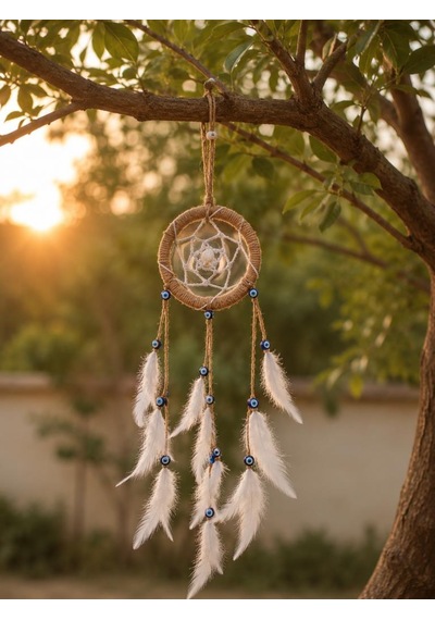Mini Düş Kapanı Bambu Çember Araba Dikiz Ayna Süsü El Yapımı Tüylü Bohem Oto Aksesuar Dreamcatcher