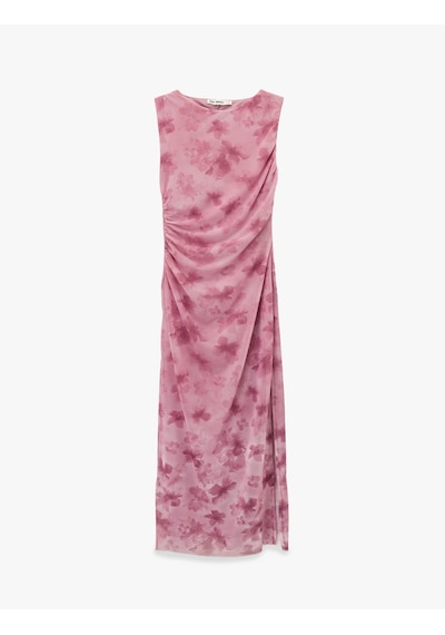 Koton Dik Yaka Kolsuz Drapeli Bodycon Yırtmaçlı Çiçekli Uzun Tül Elbise Pembe Desenli 6sal80185ık Koton Dik Yaka Kolsuz Drapeli Bodycon Yırtmaçlı Çiçekli Uzun Tül Elbise Pembe Desenli 6sal80185ık
