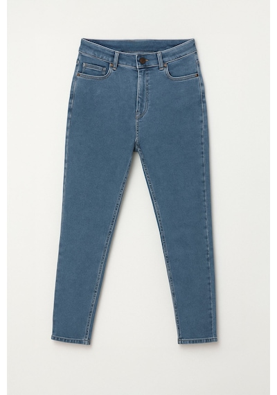 Kadın Yüksek Bel Süper Skinny Açık İndigo Jean Pantolon Mavi