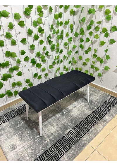 Özcan Metal Beyaz Metal Ayaklı Metal Kasalı Bench Mutfak Salon Antre Yatak Odası Balkon Puf Bank Lacivert