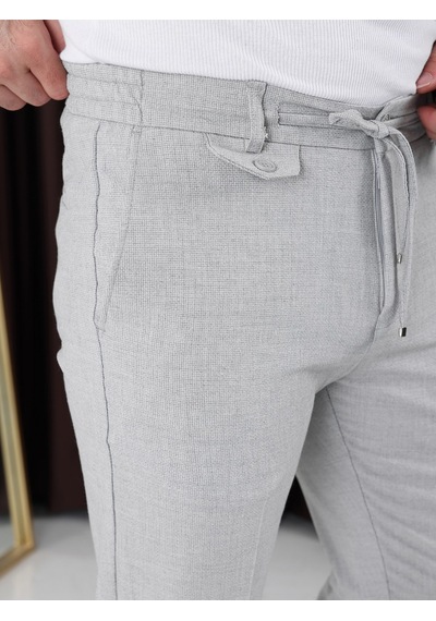 Ütü Gerektirmeyen Gofre Kumaş Jogger Pantolon Gri