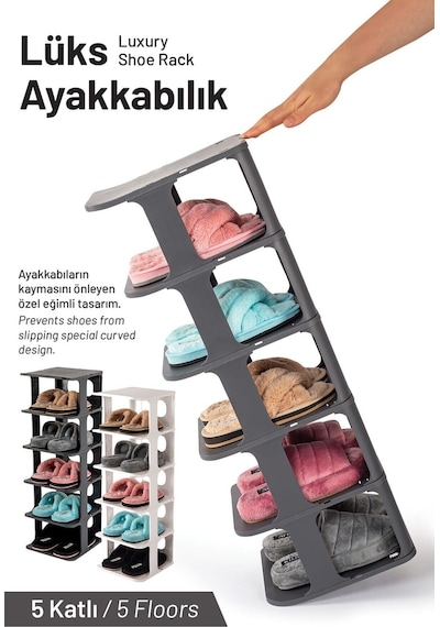 5 Katlı Lüks Ayakkabılık Ayakkabı Rafı, Düzenleyici Organizer Portatif Çok Katmanlı