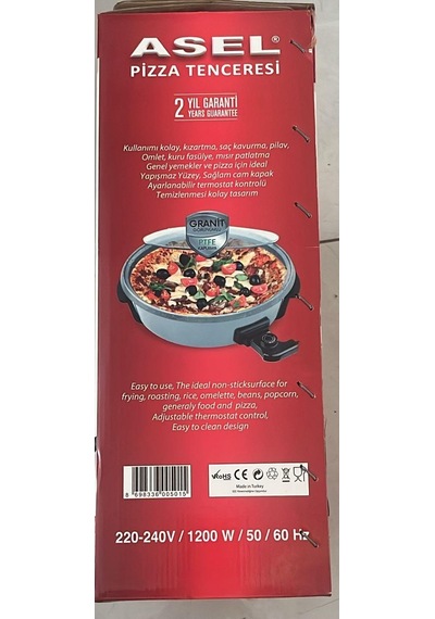 Asel Pizza Tenceresi Kızartma Kavurma Mısır Patlatma Yemek Tenceresi Kırmızı