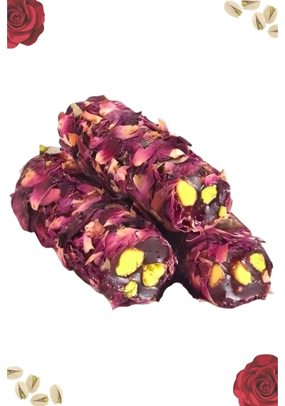 Gül Yaprağı Kaplı Antep Fıstıklı Gül Aromalı Parmak Fitil Lokum 1kg