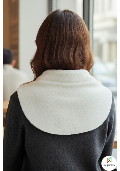 Leiste Kadın Peluş Bolero Omuz Şalı Etol Boyunluk Welsoft Peluş Kışlık Omuz Şalı Boyunluk Beyaz