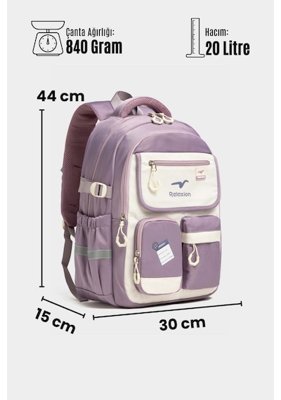 Relaxion Unisex Okul Sırt Gezi Kamp Günlük Öğrenci Sırt Okul Çantası 2469 Lila