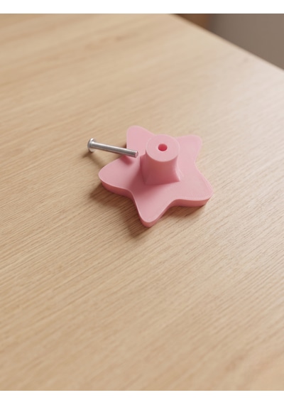 Yıldız Görünümlü Dolap Kulpu ,cocuk Odası, Modern Ve Dayanıklı - Tekli Pembe