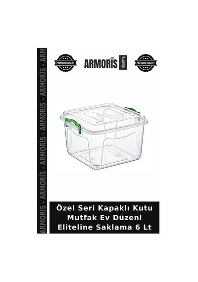 Özel Seri Kapaklı Kutu Mutfak Ev Düzeni Eliteline Saklama 6 Lt Çok Renkli