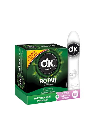 Okey Rötar 45'li Prezervatif&Okey Zero Kayganlaştırıcı Jel 100ml Okey Rötar 45'li Prezervatif&Okey Zero Kayganlaştırıcı Jel 100ml
