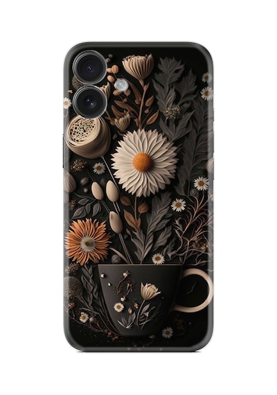 Apple iPhone Uyumlu Apple iPhone Uyumlu 16 Kılıf Boutique Baskılı Resimli Kahve Çiçek Pcode -095