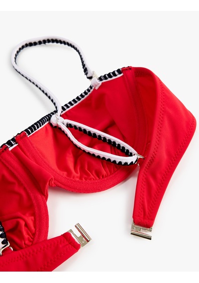 Koton Çıkarılabilir Askılı Kroşe Detaylı Balenli Bikini Üst Kırmızı 6sak10212mm