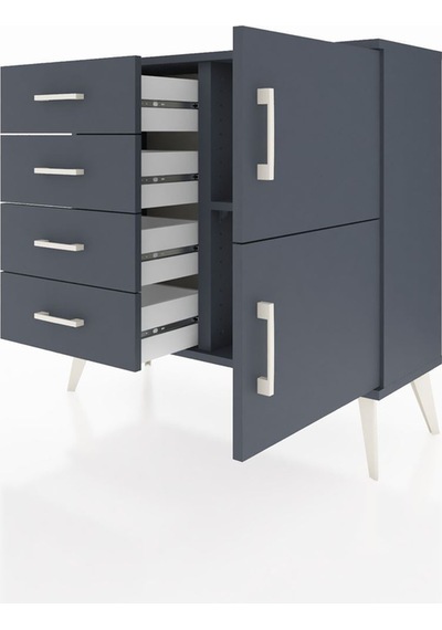 Arges Şifonyer Tek Raflı 4 Çekmeceli 2 Kapaklı 88x30x80 Antrasit-antrasit Antrasit Arges Şifonyer Tek Raflı 4 Çekmeceli 2 Kapaklı 88x30x80 Antrasit-antrasit Antrasit
