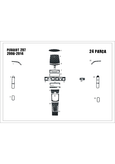 Peugeot 207 Torpido Kaplama 2007 27 Parça Karbon