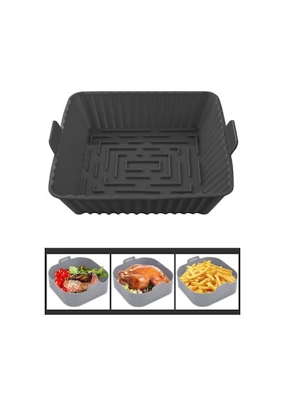 Onikiden Yanmaz Yapışmaz Airfryer Silikon Kare Pişirme Kabı Sl101 - Hava Fritözlerle Uyumlu 20x20cm 001