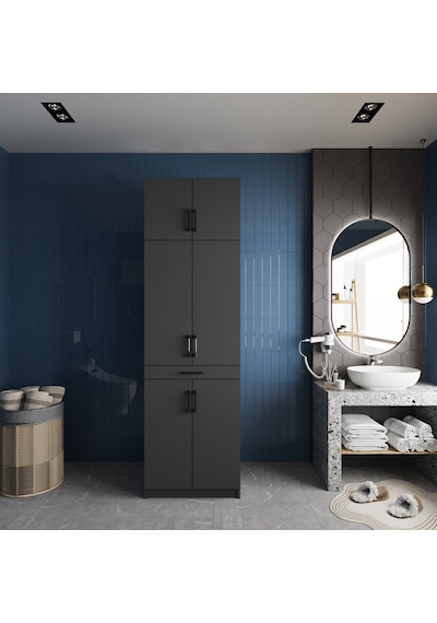 Piramit Çamaşır Ve Kurutma Makinesi Dolabı Banyo Dolabı Füme Antrasit - Füme Piramit Çamaşır Ve Kurutma Makinesi Dolabı Banyo Dolabı Füme Antrasit - Füme