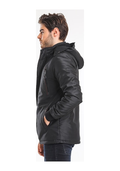 Slazenger HOLD Erkek Kapüşonlu Siyah Mont & Kaban