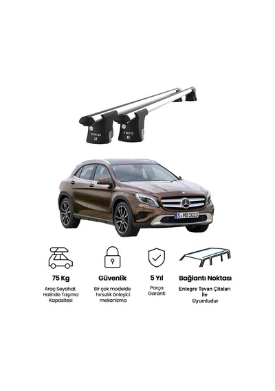 Trio-ıı Mercedes-benz Gla 2013 Ve Sonrası Uyumlu Kilitli Ara Atkı 120cm Port Bagaj Tavan Barı
