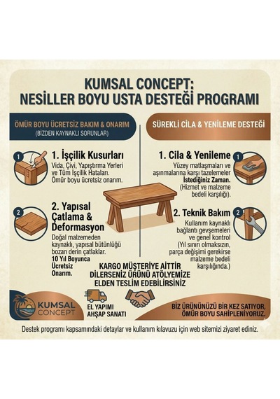 Kumsal Concept Döküm Ayaklı Ahşap Oturma Bankı 117