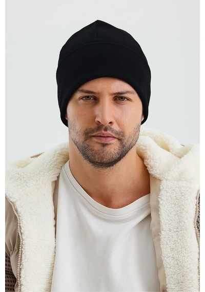 Erkek Termal %100 Pamuklu Soft 2 Stil 1 Arada Bere Premium Cuts Serisi - Standart / Siyah Siyah