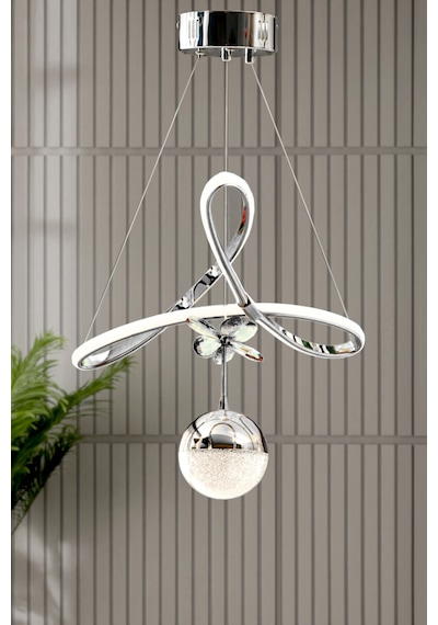 Orkide Model Salon Mutfak Oturma Yatak Odası Modern Led Plafonyer Krom Avize